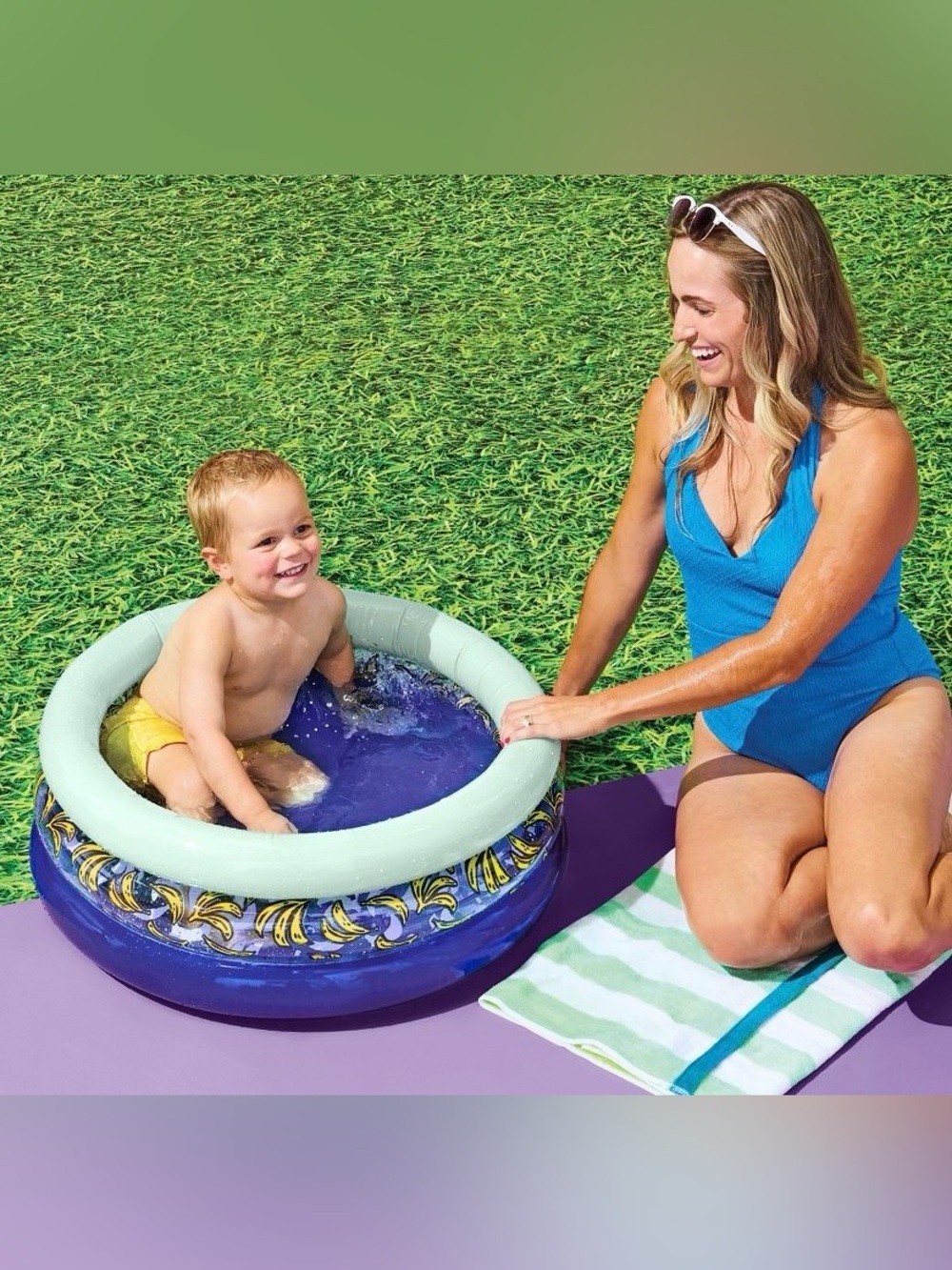 Sun Squad Banana Print Mini Kiddie Pool 11 Gallon Inflatable Splash Pool NEW